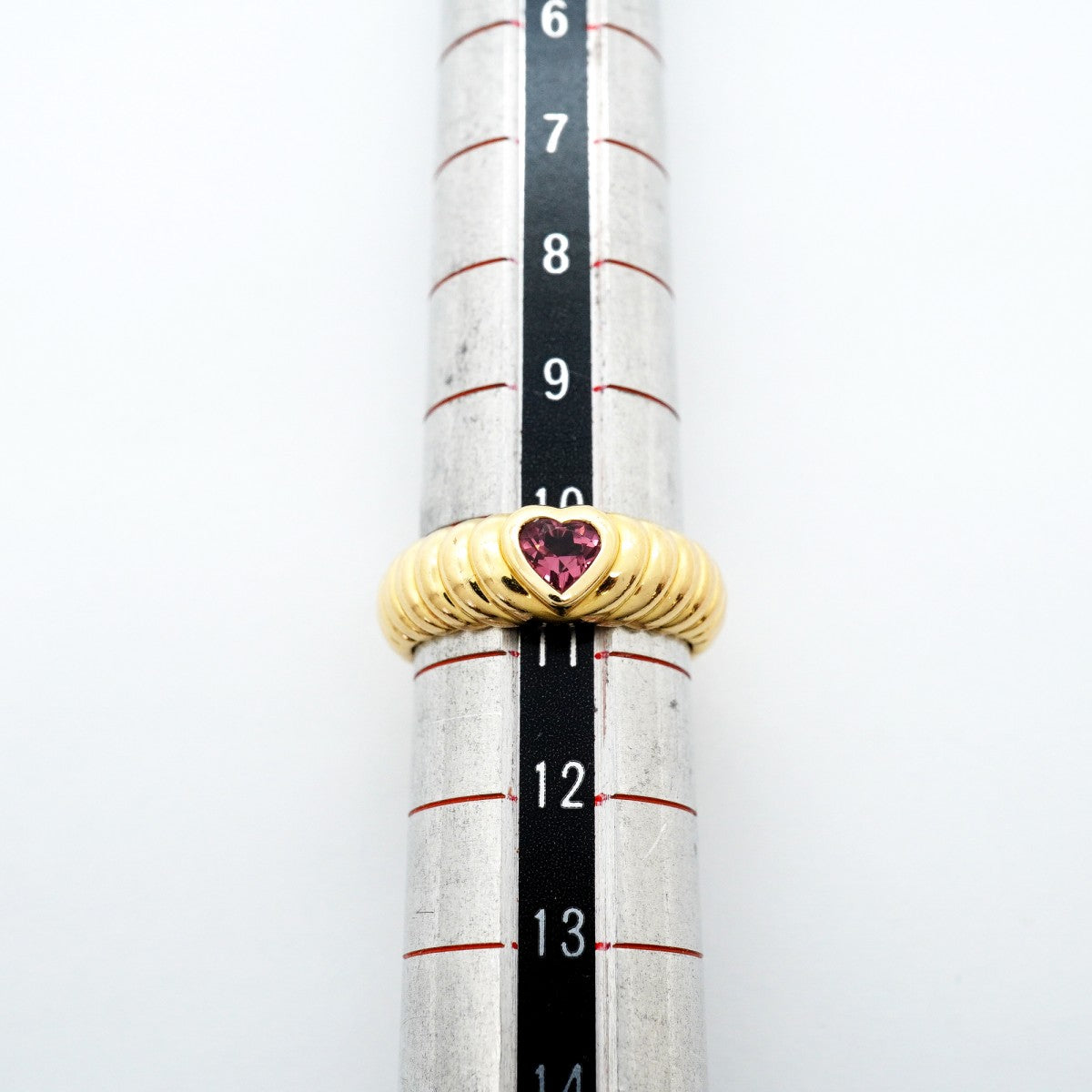 【6jgb0206】ティファニー リング リブド/フレンドシップ K18YG イエローゴールド ピンクトルマリン 10.5号【中古】レディース