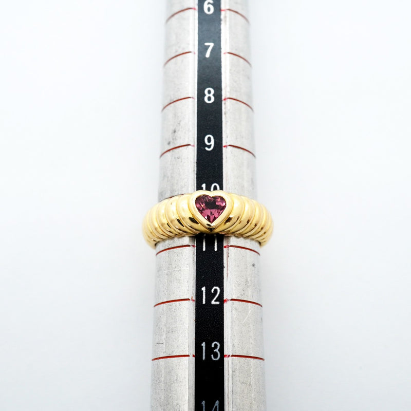 【6jgb0206】ティファニー リング リブド/フレンドシップ K18YG イエローゴールド ピンクトルマリン 10.5号【中古】レディース