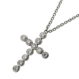 【6jgb0212】ティファニー ネックレス ジャズクロス 11PD Pt950 プラチナ ダイヤモンド【中古】レディース