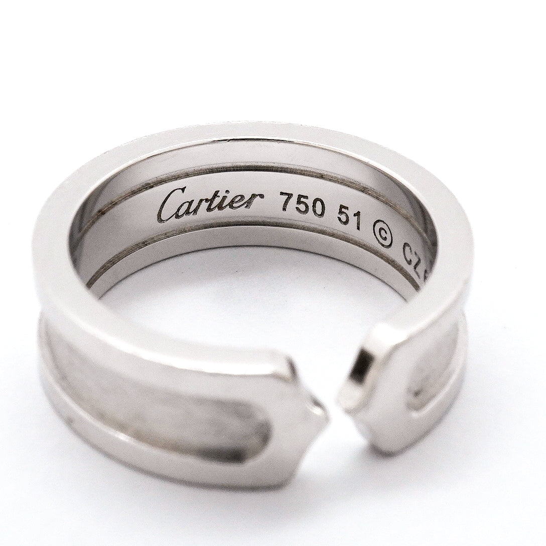 【6jgb0216】カルティエ リング 2C K18WG ホワイトゴールド ＃51【中古】レディース