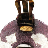 【6jgb0221-k】シャネル イヤリング ココマーク 丸型 サークル GPメッキ レザー ゴールド レッド【中古】レディース