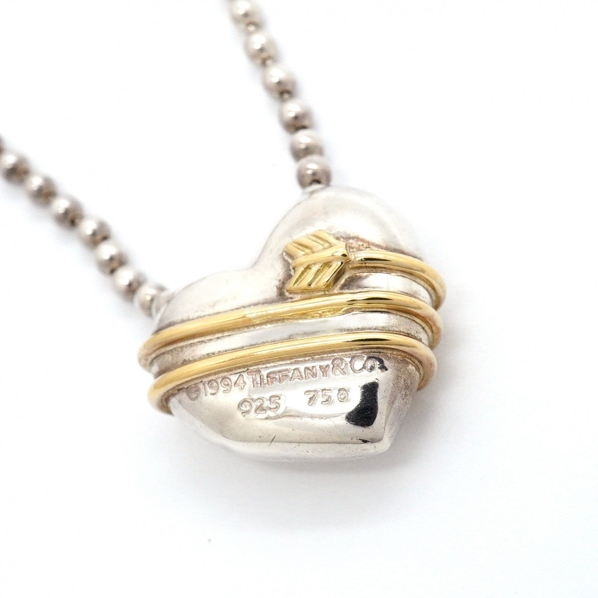 【6jgb0225-k】ティファニー ネックレス ハート/アロー K18YG イエローゴールド シルバー925【中古】レディース