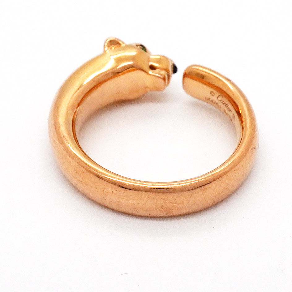 【6jgb0234】カルティエ リング パンテール K18PG ピンクゴールド オニキス ツァボライト ブラック グリーン ＃53【中古】レディース