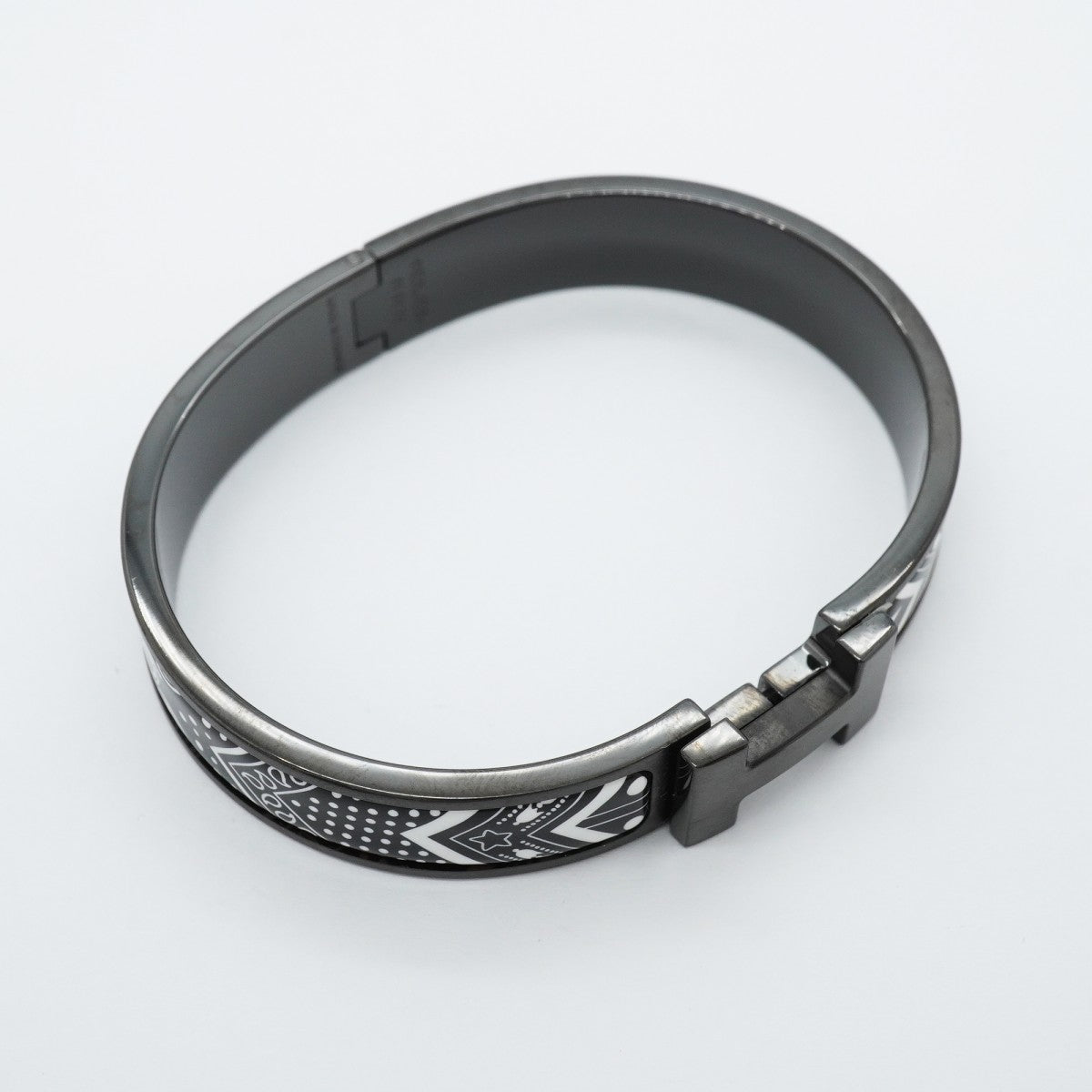 【6jgb0237】エルメス バングル クリックHH メタル ホワイト ブラック【中古】メンズ レディース ユニセックス