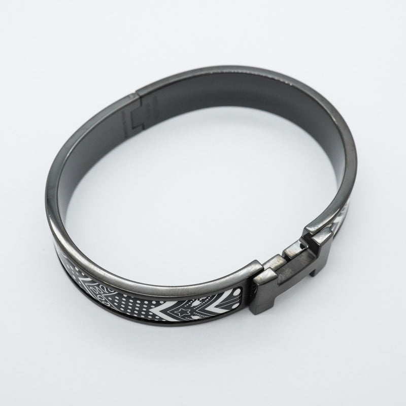 【6jgb0237】エルメス バングル クリックHH メタル ホワイト ブラック【中古】メンズ レディース ユニセックス