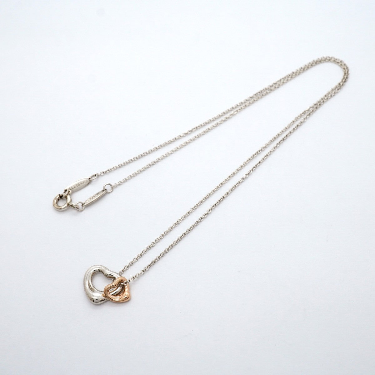 【6jgb0242-k】ティファニー ネックレス ダブルオープンハート K18PG ピンクゴールド シルバー925【中古】レディース