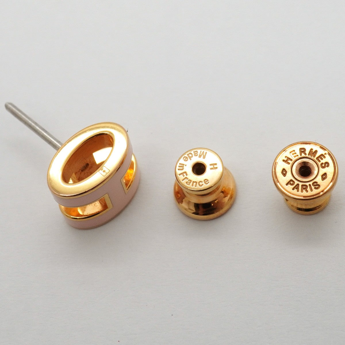 【6jgb0247-k】エルメス ピアス ミニポップアッシュ GPメッキ ゴールド ピンク【中古】レディース