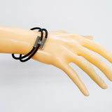 【6jgb0248-k】エルメス ブレスレット トゥルニ メタル レザー シルバー ブラック【中古】メンズ レディース ユニセックス