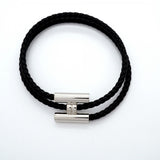 【6jgb0248-k】エルメス ブレスレット トゥルニ メタル レザー シルバー ブラック【中古】メンズ レディース ユニセックス