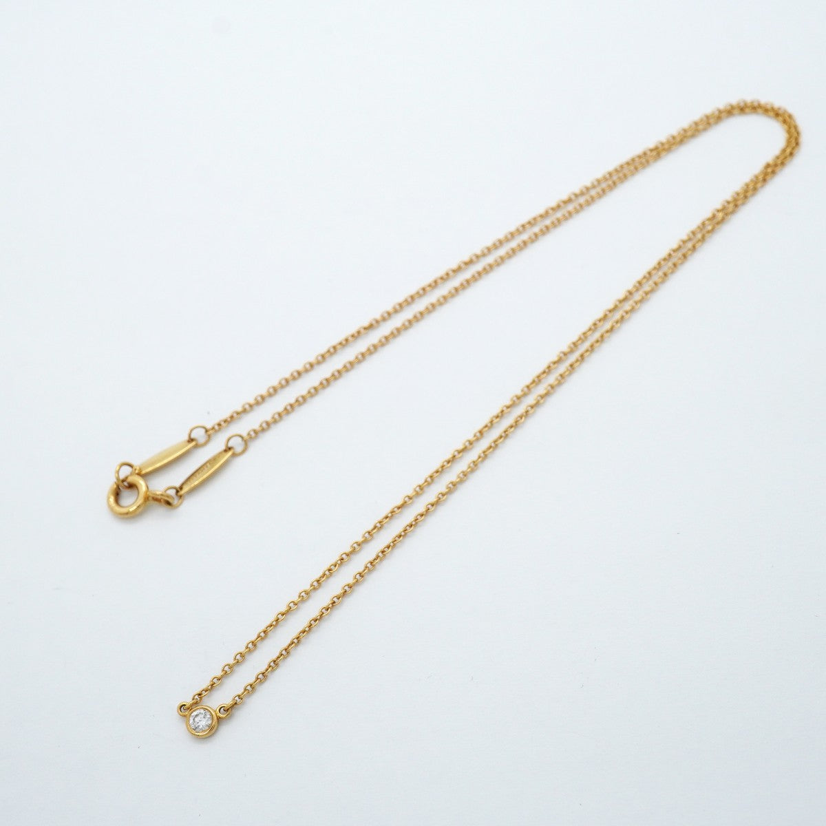 【6jgb0271】ティファニー ネックレス バイザヤード 1PD K18YG イエローゴールド ダイヤモンド【中古】レディース