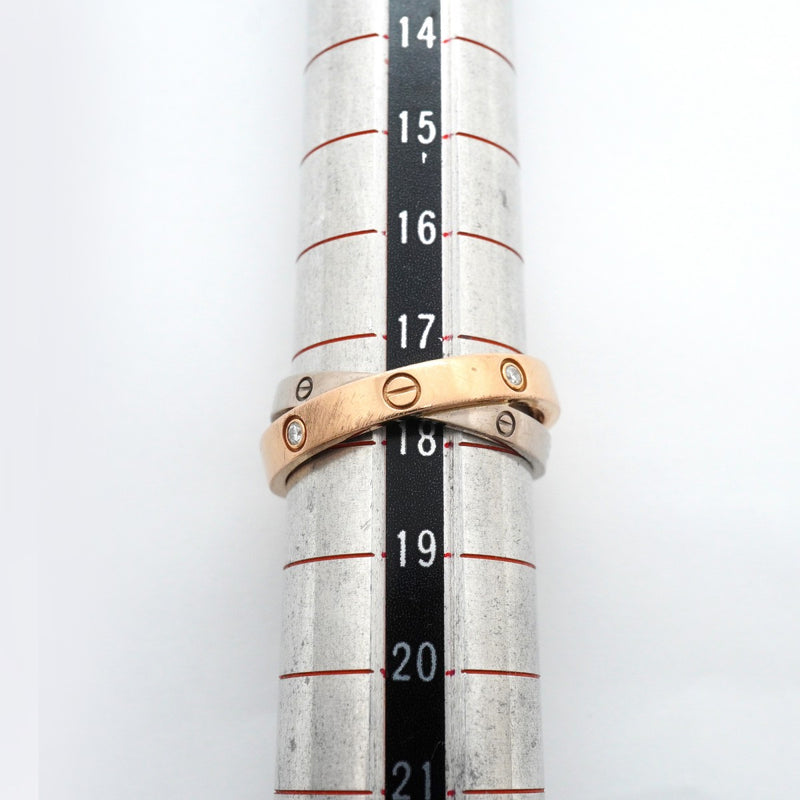 【6jgb0275】カルティエ リング ビーラブ 6PD K18WG ホワイトゴールド K18PG ピンクゴールド ダイヤモンド ＃58【中古】メンズ