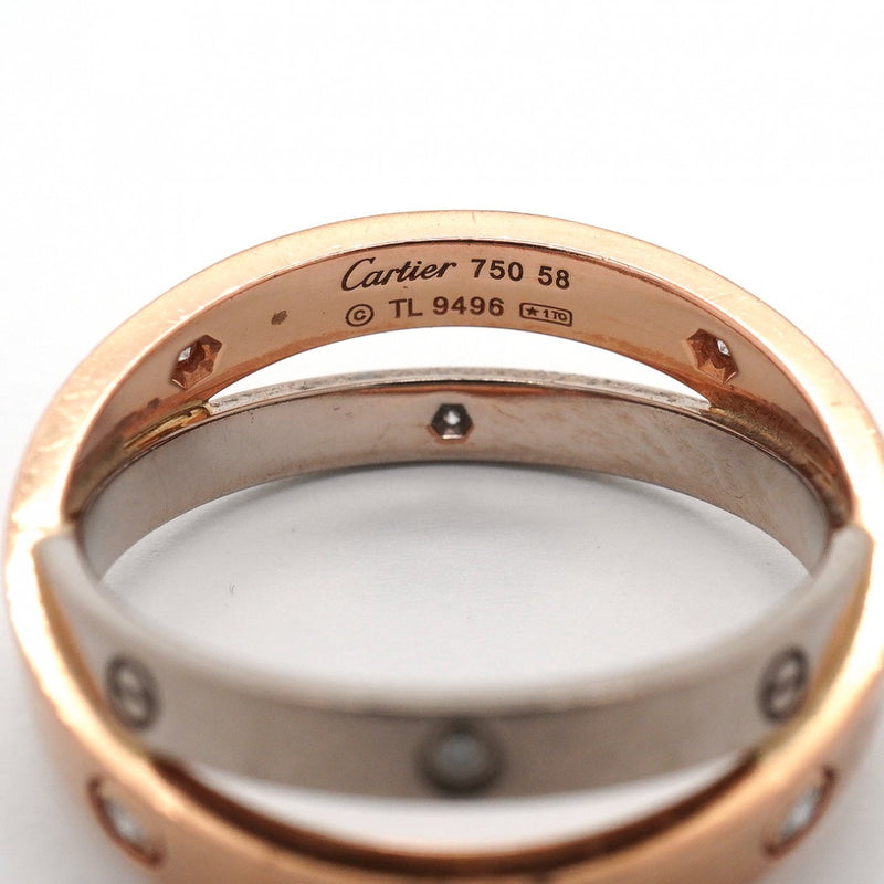 【6jgb0275】カルティエ リング ビーラブ 6PD K18WG ホワイトゴールド K18PG ピンクゴールド ダイヤモンド ＃58【中古】メンズ