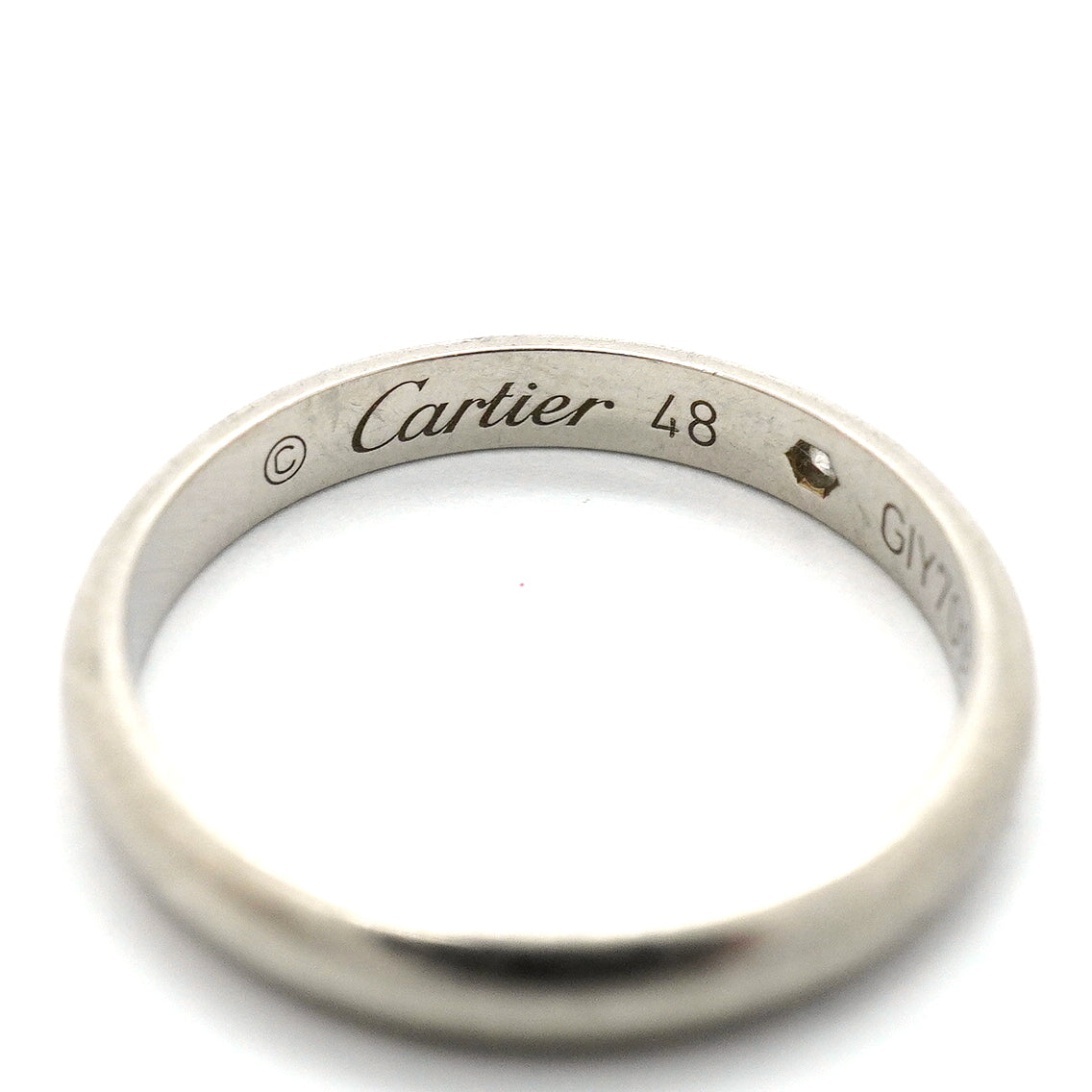 【6jgb0284】カルティエ リング クラシック 1PD Pt950 プラチナ ダイヤモンド ＃48【中古】レディース