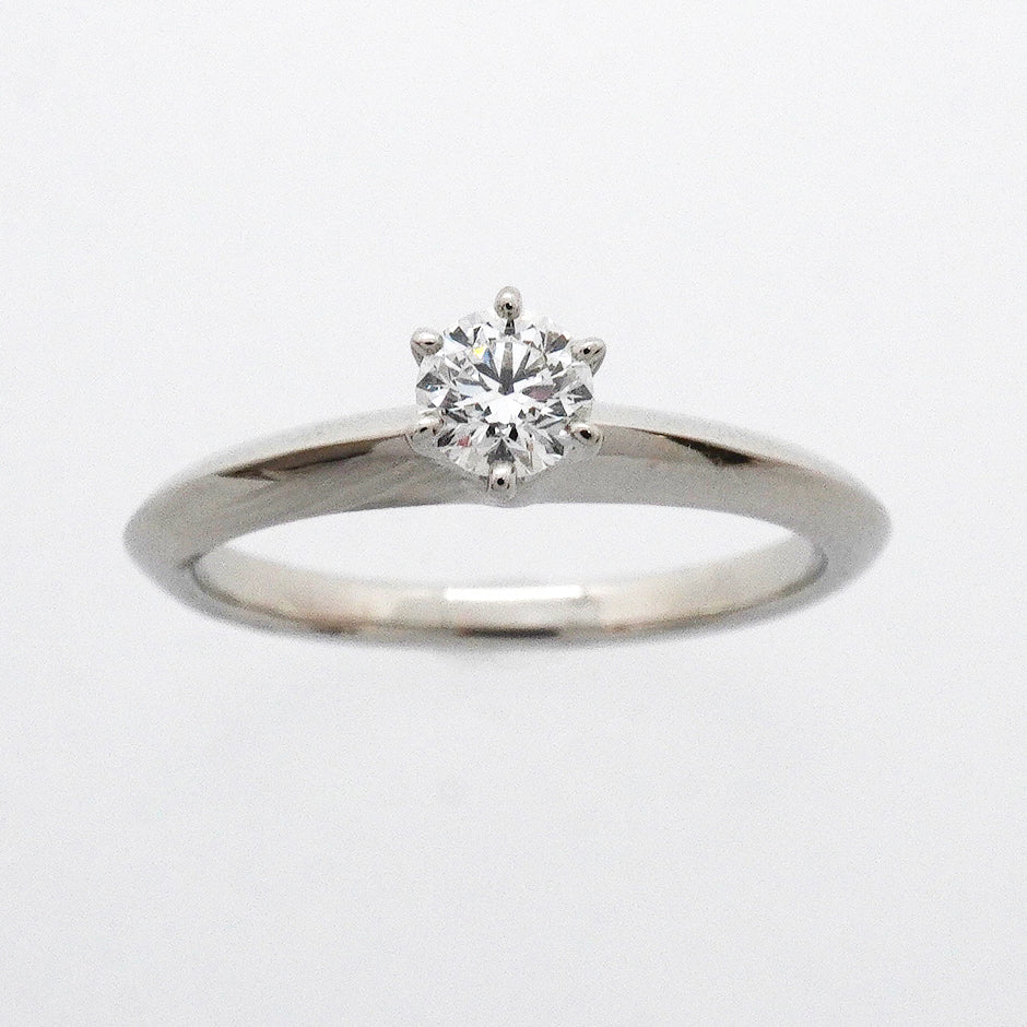 【6jgb0285】ティファニー リング ソリティア 1PD Pt950 プラチナ ダイヤモンド 0.22ct 8号【中古】レディース