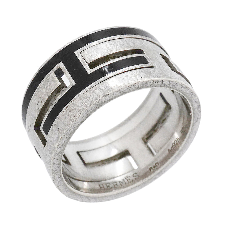 【6jgb0287】エルメス リング ムーブアッシュ シルバー925 ブラック ＃52【中古】レディース