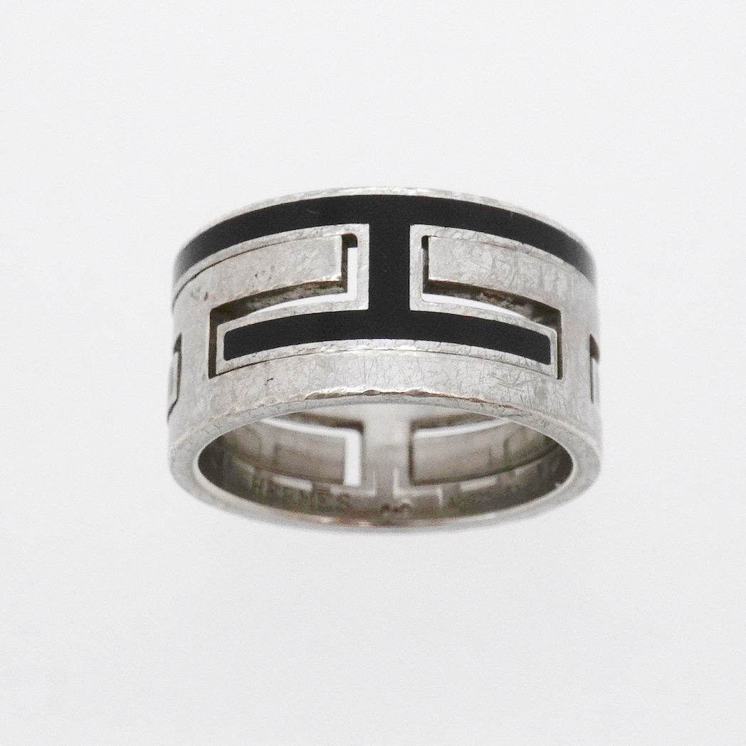 【6jgb0287】エルメス リング ムーブアッシュ シルバー925 ブラック ＃52【中古】レディース