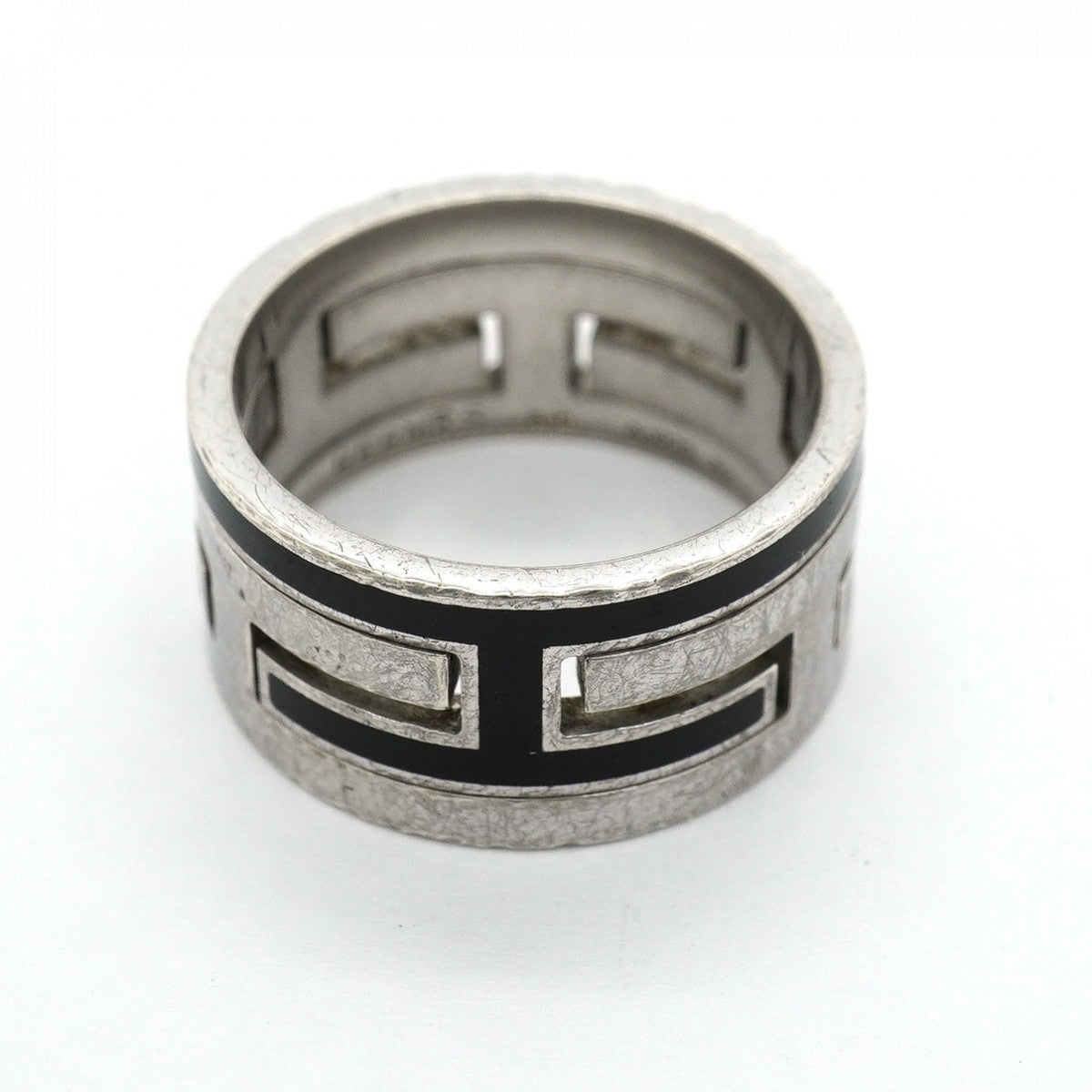 【6jgb0287】エルメス リング ムーブアッシュ シルバー925 ブラック ＃52【中古】レディース