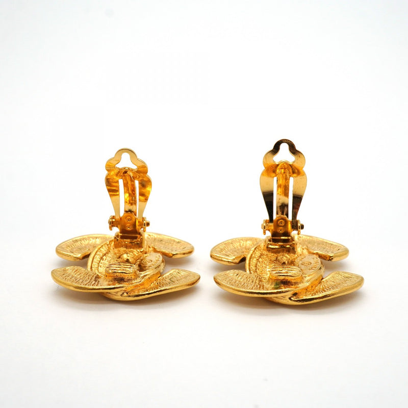 【6jgb0311-k】シャネル イヤリング ヴィンテージ ココマーク マトラッセ GPメッキ ゴールド【中古】レディース