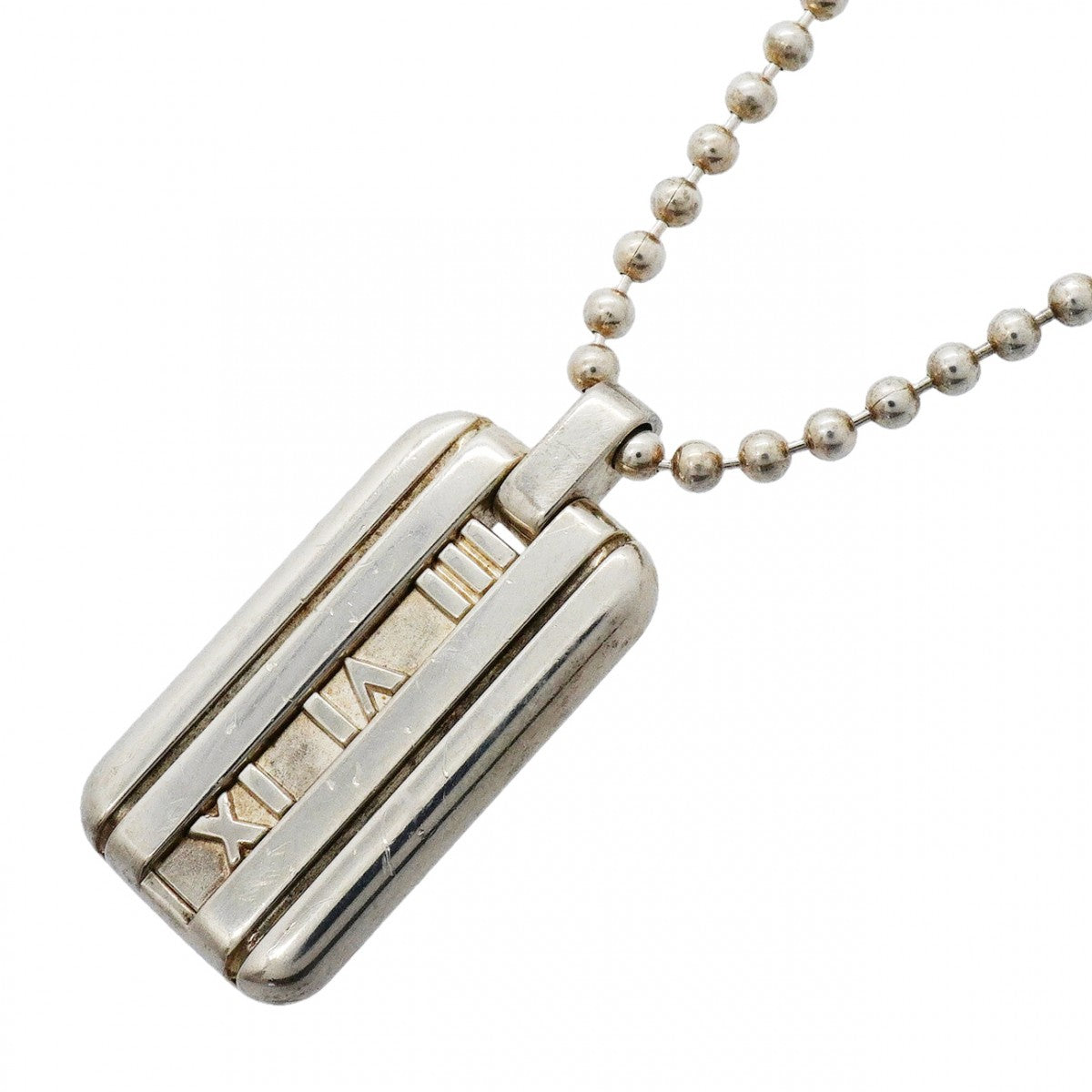 【6jgb0313-k】ティファニー ネックレス アトラス プレート/ボールチェーン シルバー925【中古】レディース