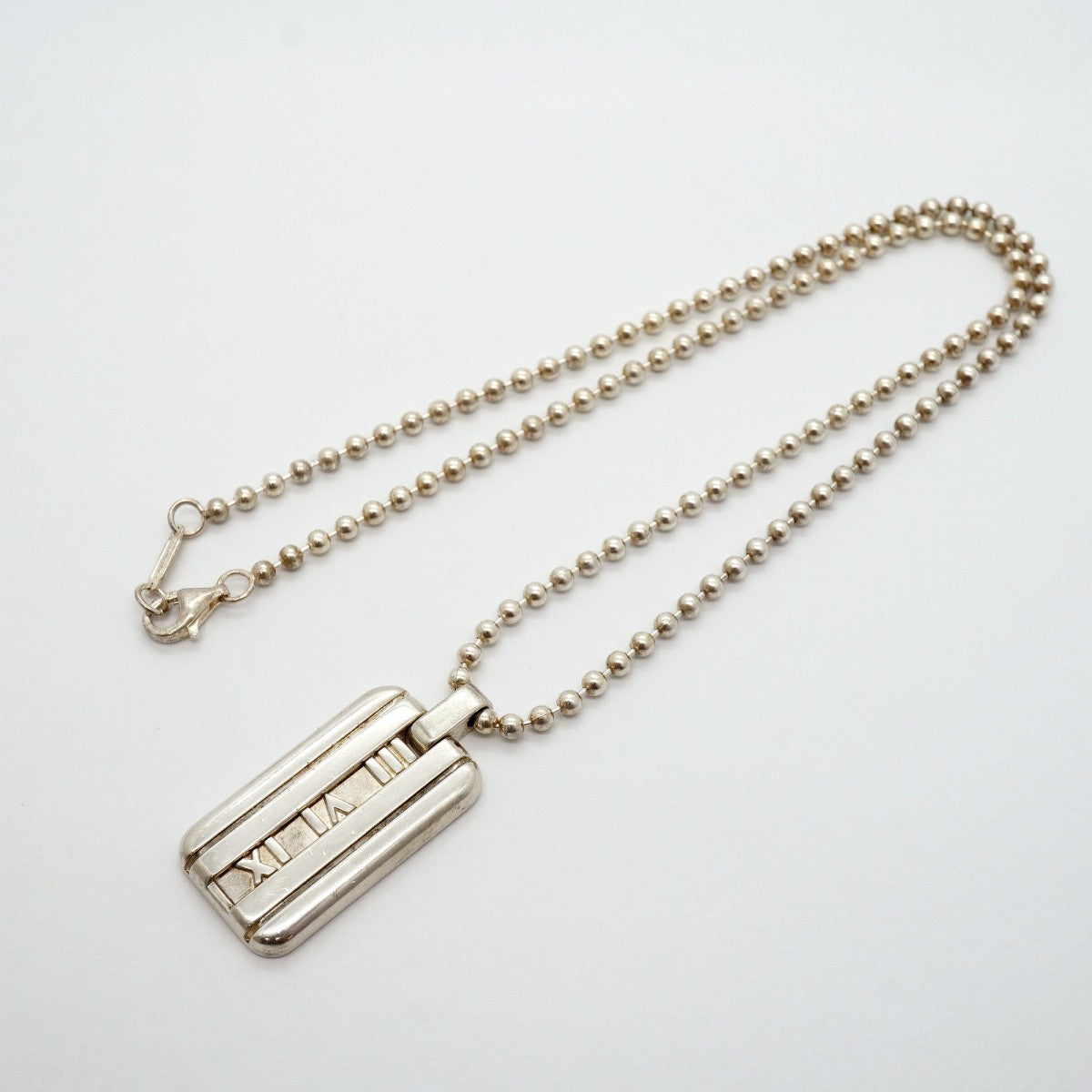【6jgb0313-k】ティファニー ネックレス アトラス プレート/ボールチェーン シルバー925【中古】レディース