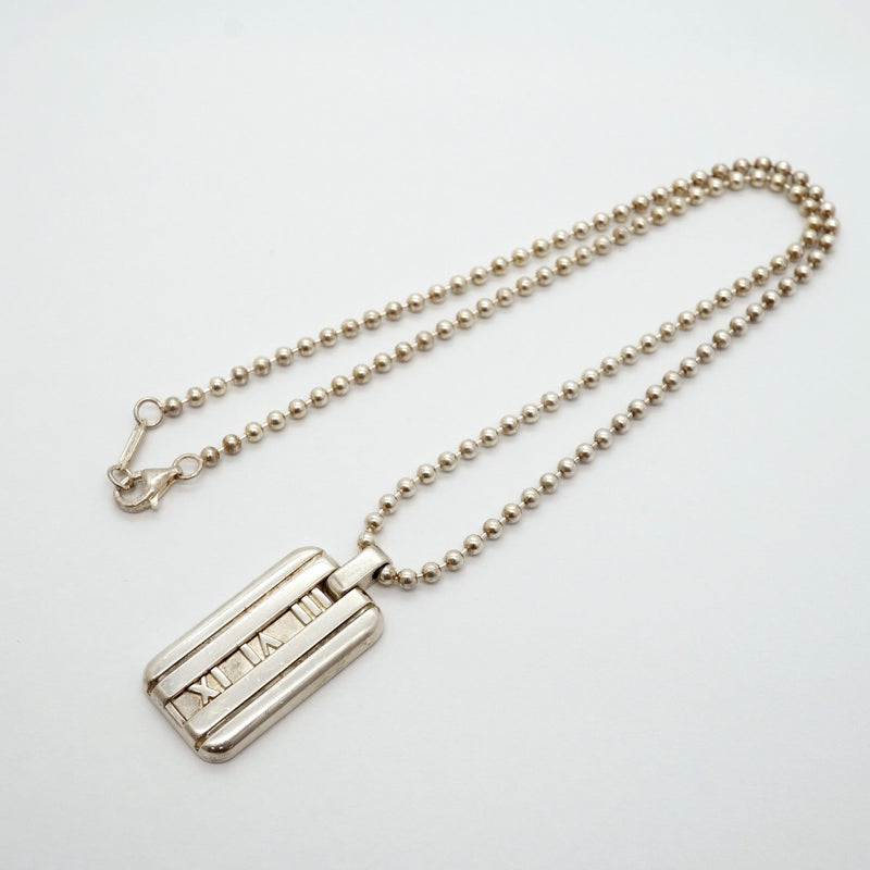 【6jgb0313-k】ティファニー ネックレス アトラス プレート/ボールチェーン シルバー925【中古】レディース