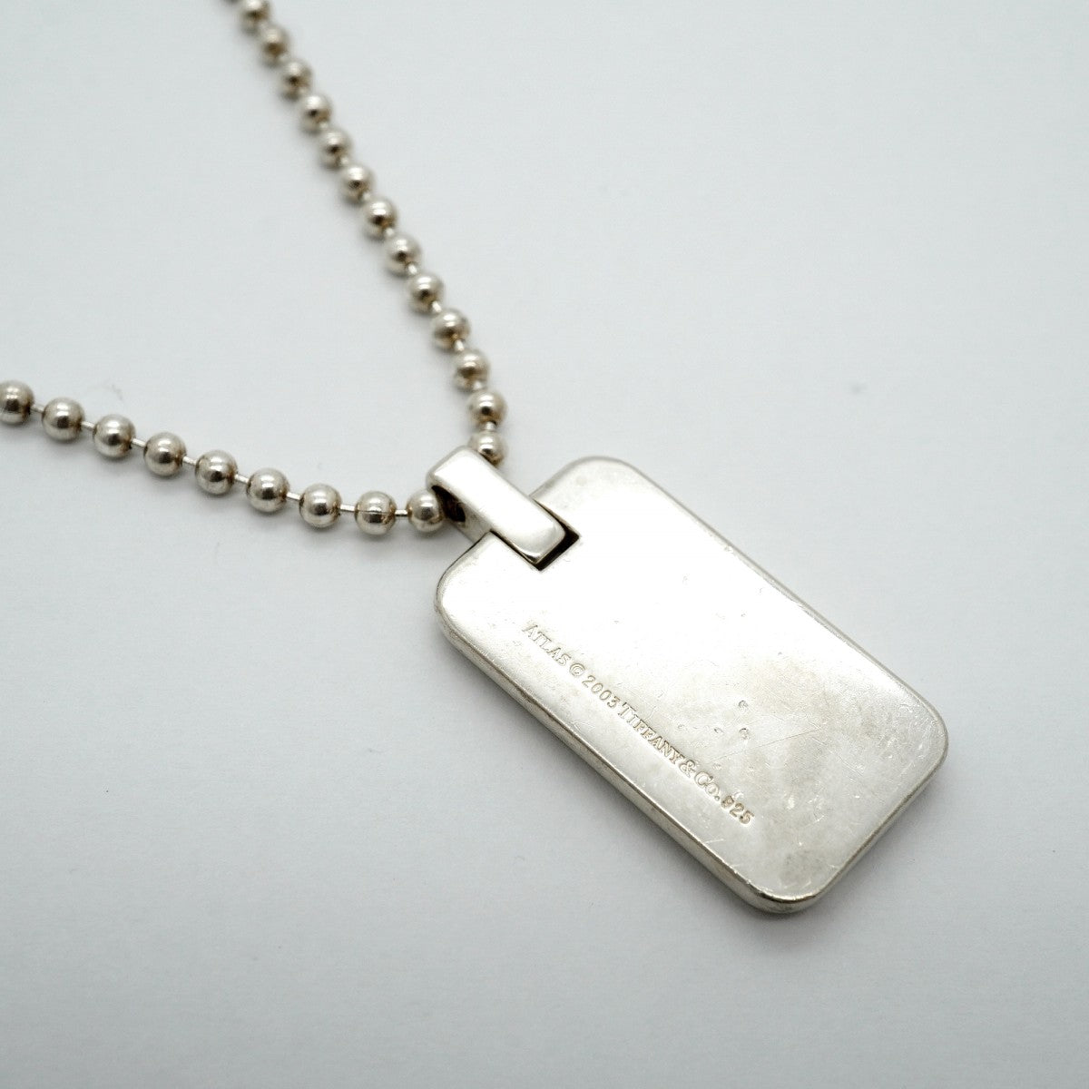 【6jgb0313-k】ティファニー ネックレス アトラス プレート/ボールチェーン シルバー925【中古】レディース
