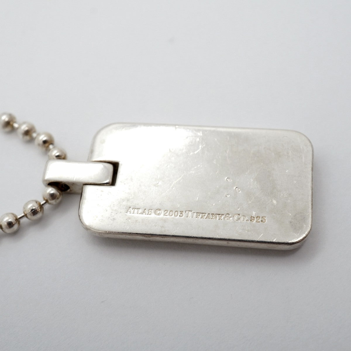 【6jgb0313-k】ティファニー ネックレス アトラス プレート/ボールチェーン シルバー925【中古】レディース