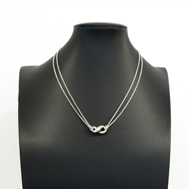 【6jgb0314-k】ティファニー ネックレス インフィニティ ダブルチェーン シルバー925【中古】レディース