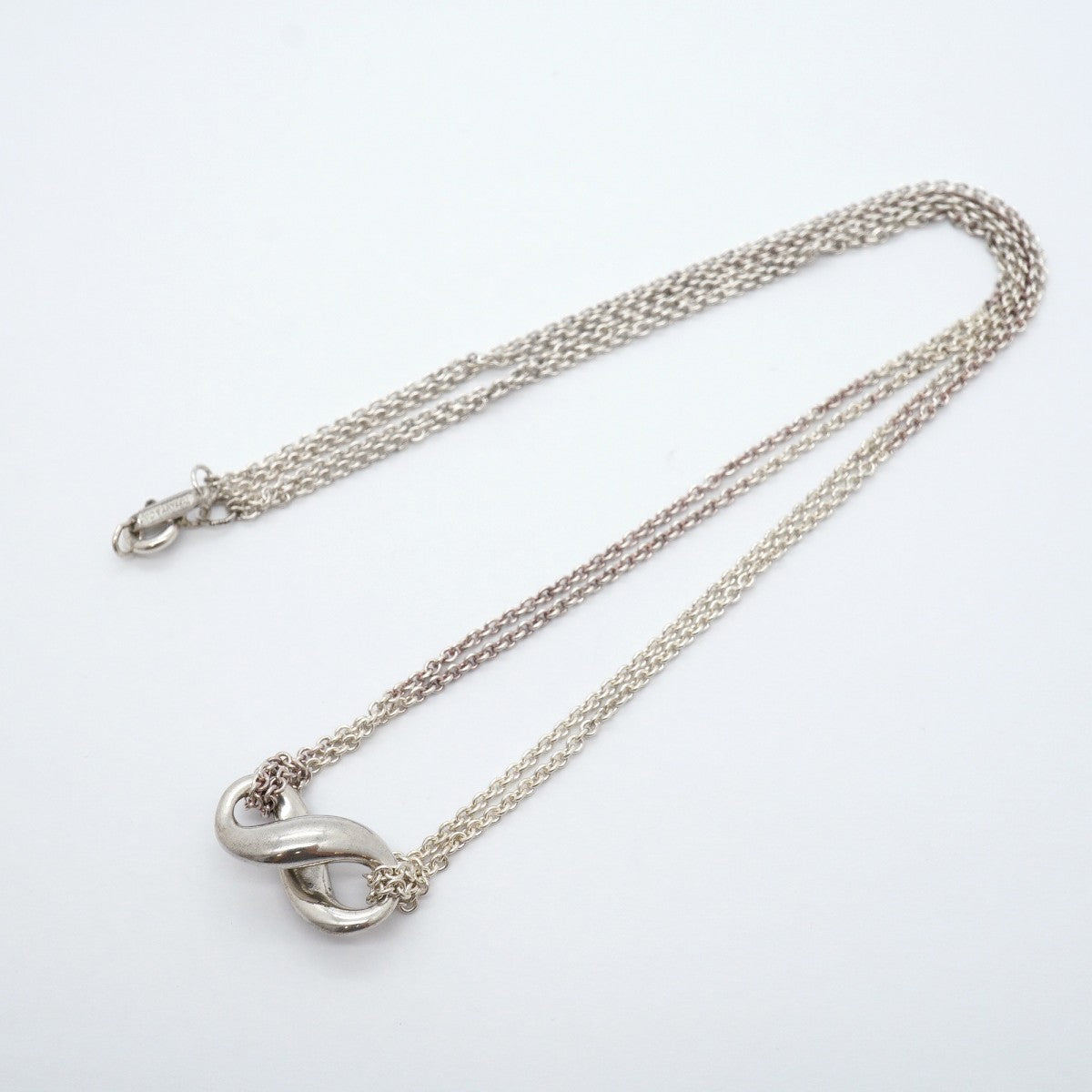 【6jgb0314-k】ティファニー ネックレス インフィニティ ダブルチェーン シルバー925【中古】レディース