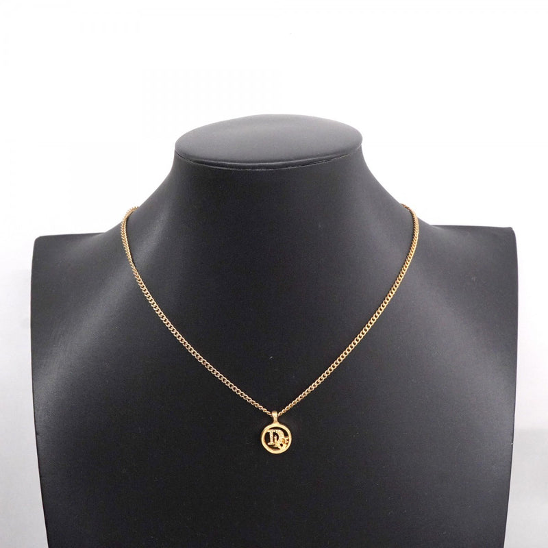 【6jgb0357-k】クリスチャンディオール ネックレス ディオールロゴ 丸型 サークル GPメッキ ゴールド【中古】レディース