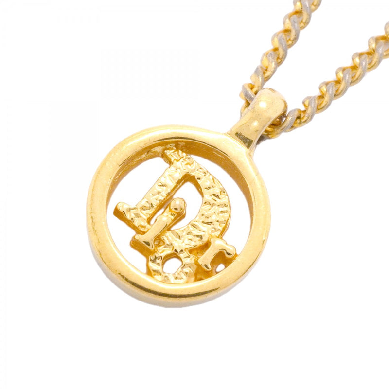 【6jgb0357-k】クリスチャンディオール ネックレス ディオールロゴ 丸型 サークル GPメッキ ゴールド【中古】レディース