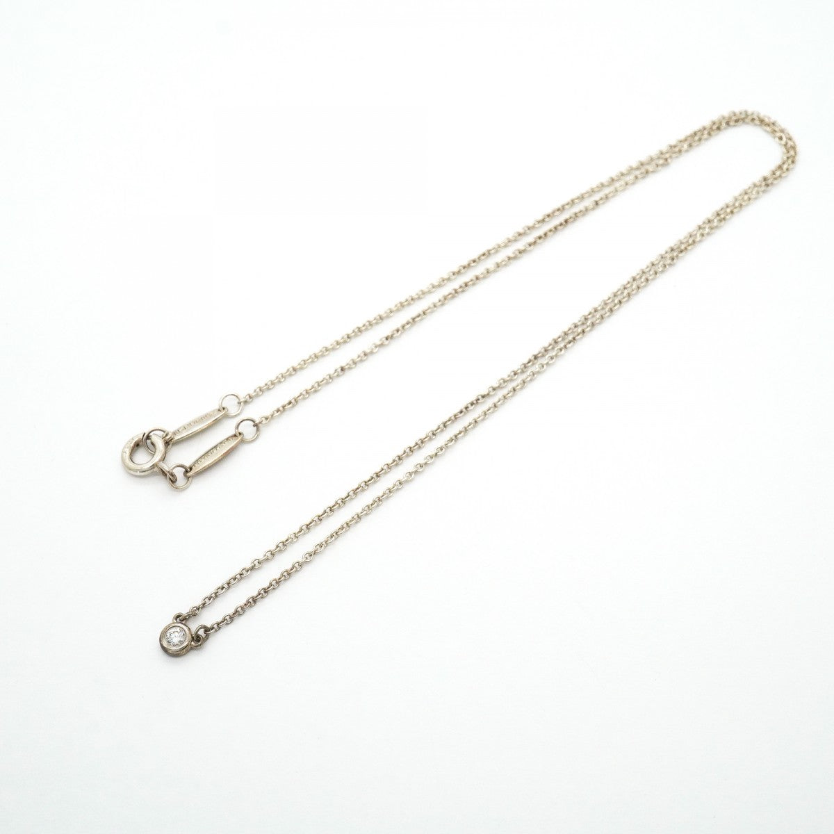 【6jgb0360-k】ティファニー ネックレス バイザヤード 1PD シルバー925 ダイヤモンド【中古】レディース