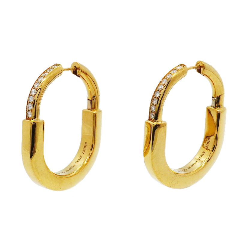 【6jgb0372】ティファニー ピアス ロック ミディアム K18YG イエローゴールド ダイヤモンド 0.095ct【中古】レディース
