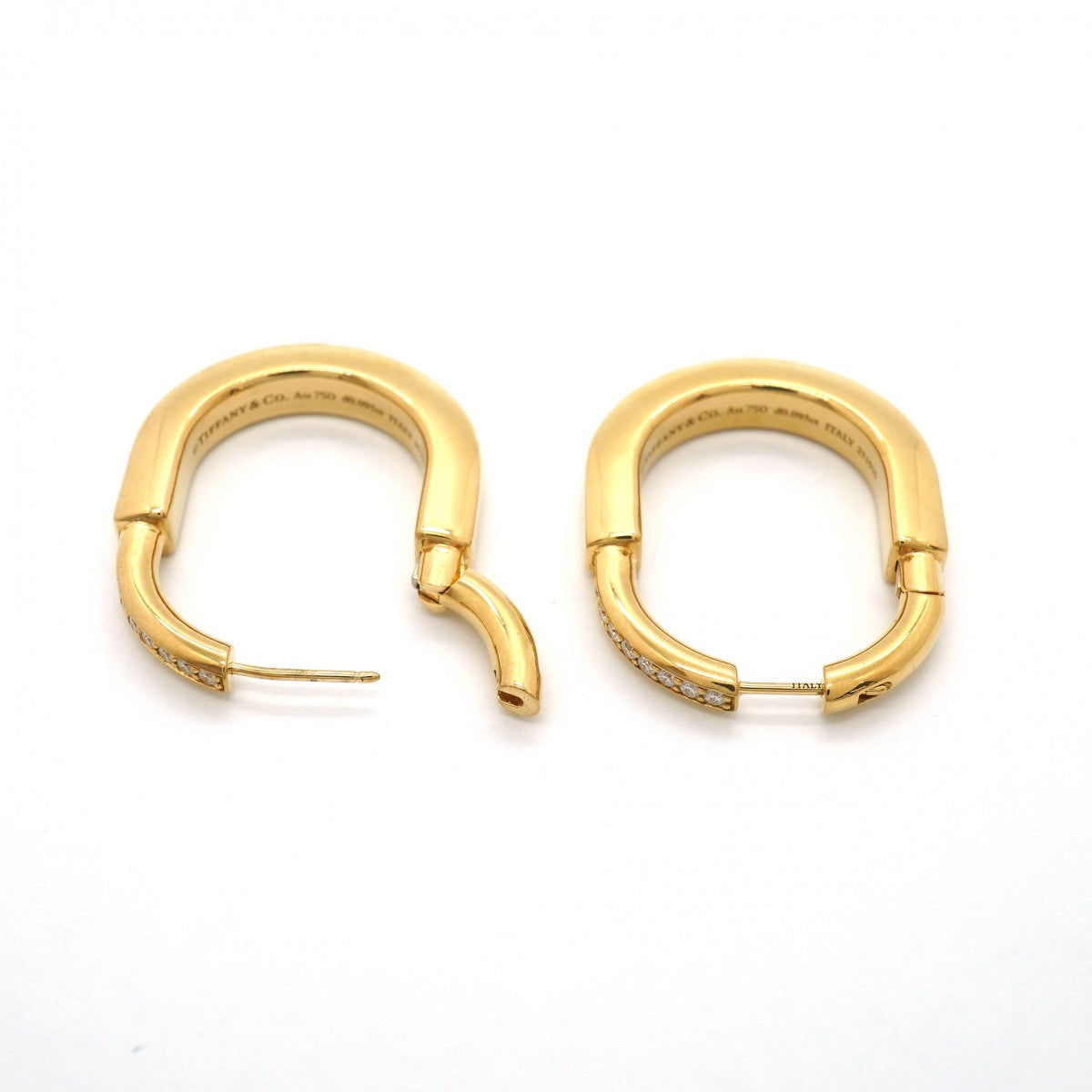 【6jgb0372】ティファニー ピアス ロック ミディアム K18YG イエローゴールド ダイヤモンド 0.095ct【中古】レディース