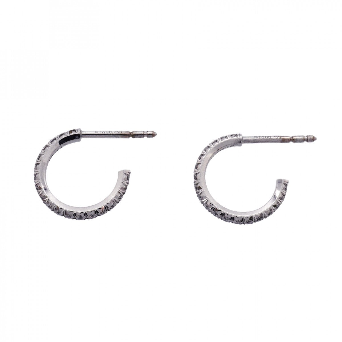 【6jgb0381】ティファニー ピアス メトロ/フープ K18WG ホワイトゴールド ダイヤモンド【中古】レディース