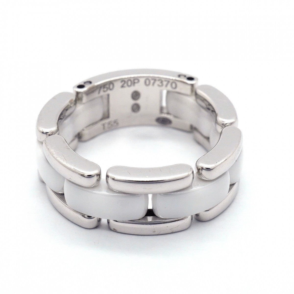 【6jgb0384】シャネル リング ウルトラコレクション K18WG ホワイトゴールド セラミック ホワイト ＃55【中古】レディース