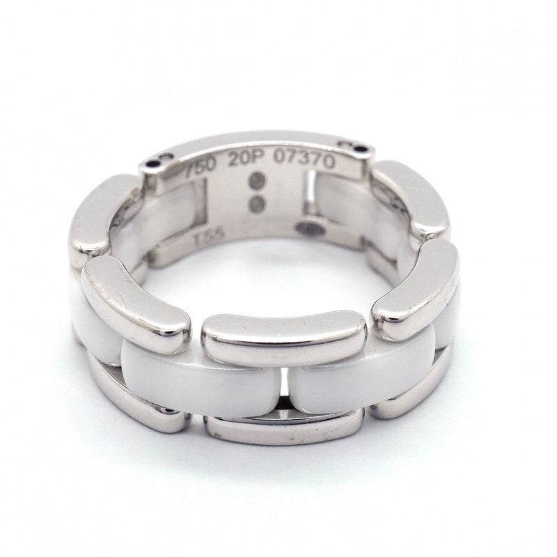 【6jgb0384】シャネル リング ウルトラコレクション K18WG ホワイトゴールド セラミック ホワイト ＃55【中古】レディース
