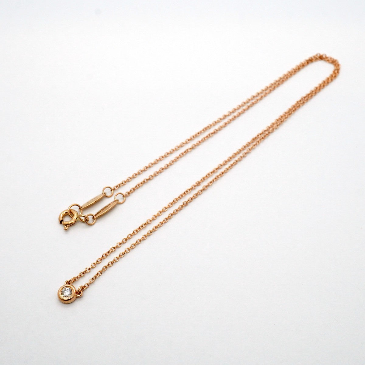 【6jgb0388】ティファニー ネックレス バイザヤード 1PD K18PG ピンクゴールド ダイヤモンド【中古】レディース