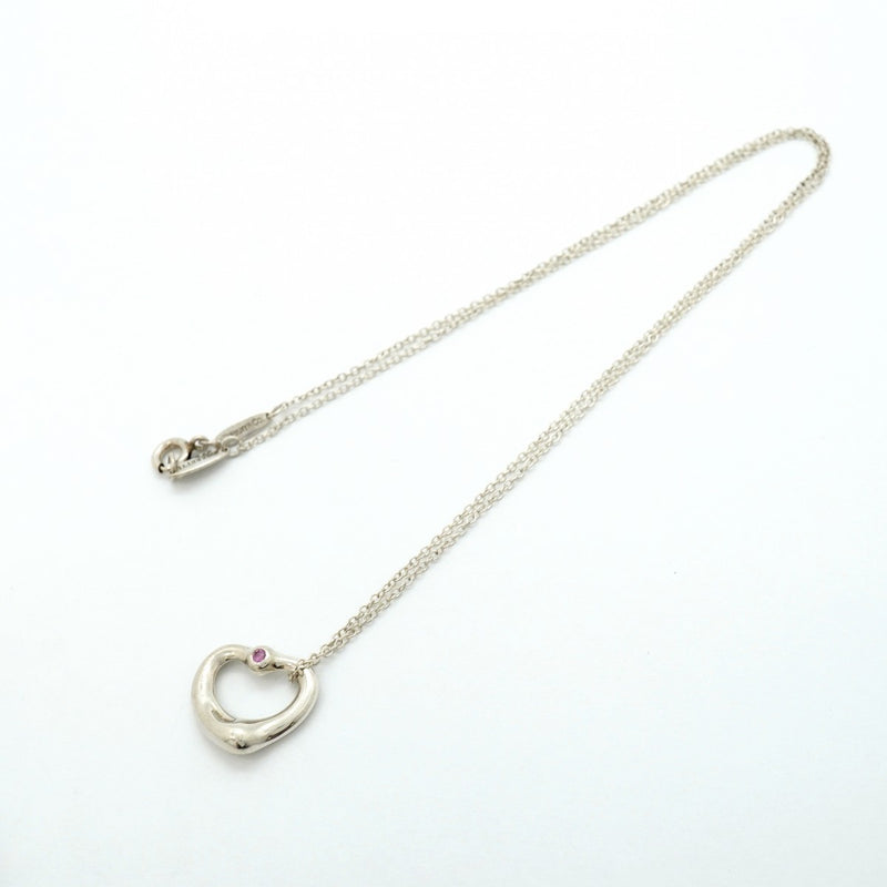 【6jgb0396-k】ティファニー ネックレス オープンハート シルバー925 ピンクサファイア【中古】レディース