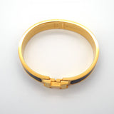 【6jgb0400-k】エルメス バングル クリッククラックPM GPメッキ ゴールド ブラック【中古】レディース
