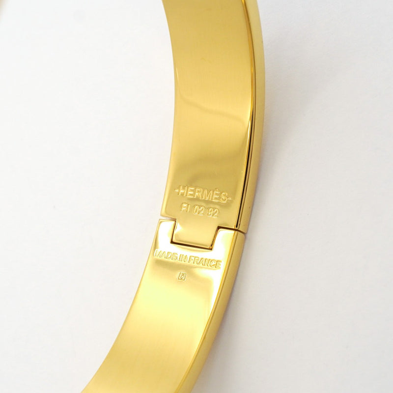 【6jgb0400-k】エルメス バングル クリッククラックPM GPメッキ ゴールド ブラック【中古】レディース