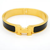 【6jgb0400-k】エルメス バングル クリッククラックPM GPメッキ ゴールド ブラック【中古】レディース