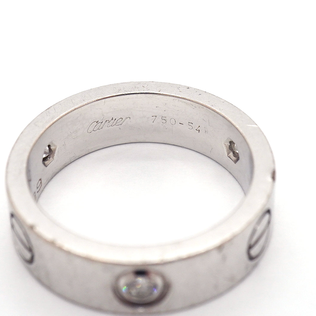 【6jgb0401】カルティエ リング ラブ 3PD K18WG ホワイトゴールド ダイヤモンド ＃54【中古】レディース