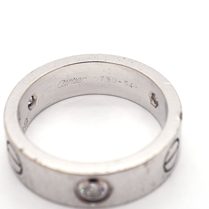 【6jgb0401】カルティエ リング ラブ 3PD K18WG ホワイトゴールド ダイヤモンド ＃54【中古】レディース