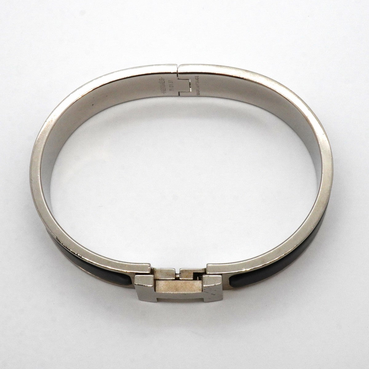 【6jgb0402】エルメス バングル クリッククラックPM メタル シルバー ブラック【中古】メンズ