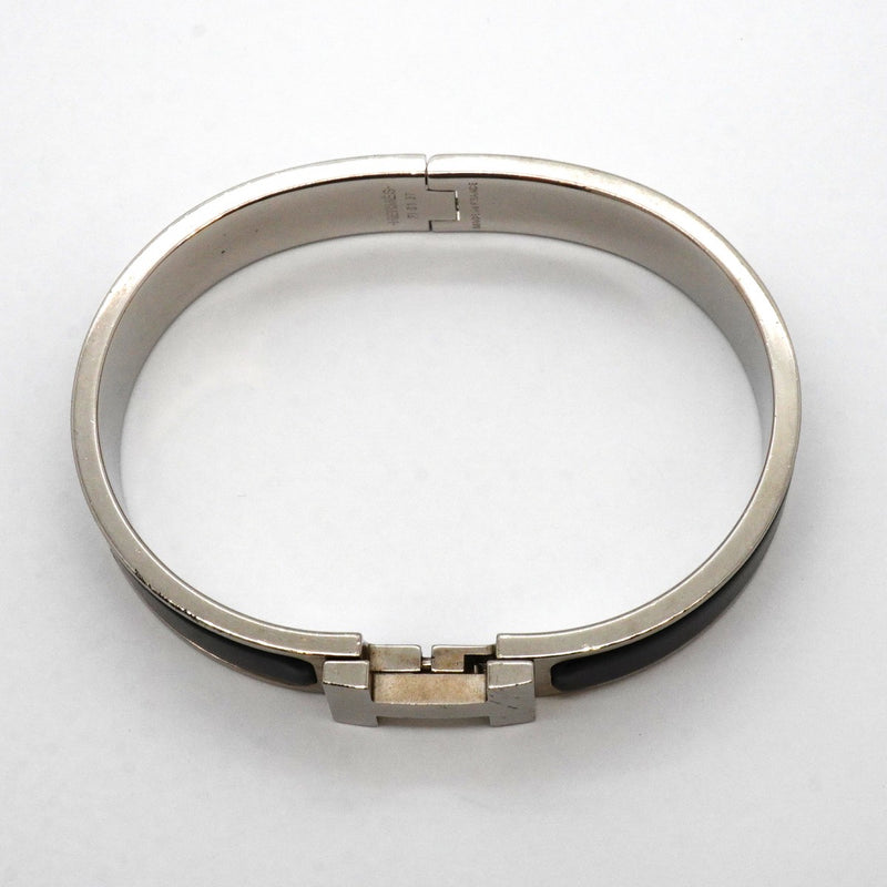 【6jgb0402】エルメス バングル クリッククラックPM メタル シルバー ブラック【中古】メンズ