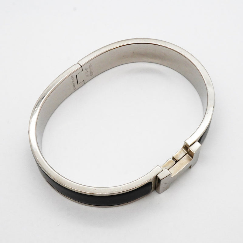 【6jgb0402】エルメス バングル クリッククラックPM メタル シルバー ブラック【中古】メンズ