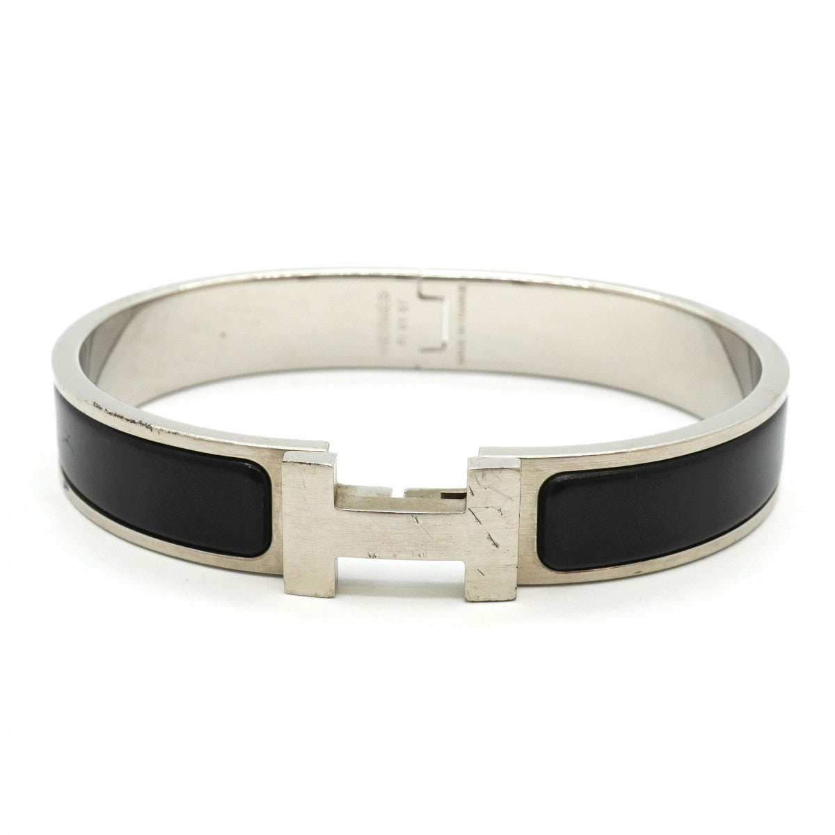 【6jgb0402】エルメス バングル クリッククラックPM メタル シルバー ブラック【中古】メンズ