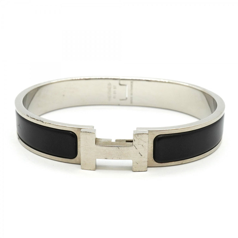 【6jgb0402】エルメス バングル クリッククラックPM メタル シルバー ブラック【中古】メンズ
