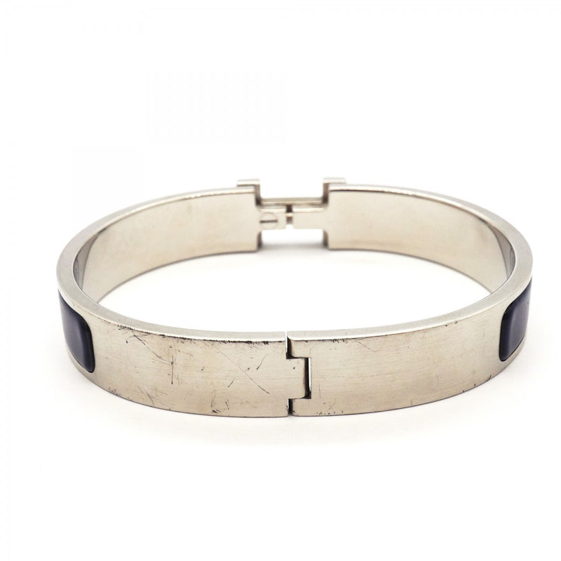 【6jgb0402】エルメス バングル クリッククラックPM メタル シルバー ブラック【中古】メンズ